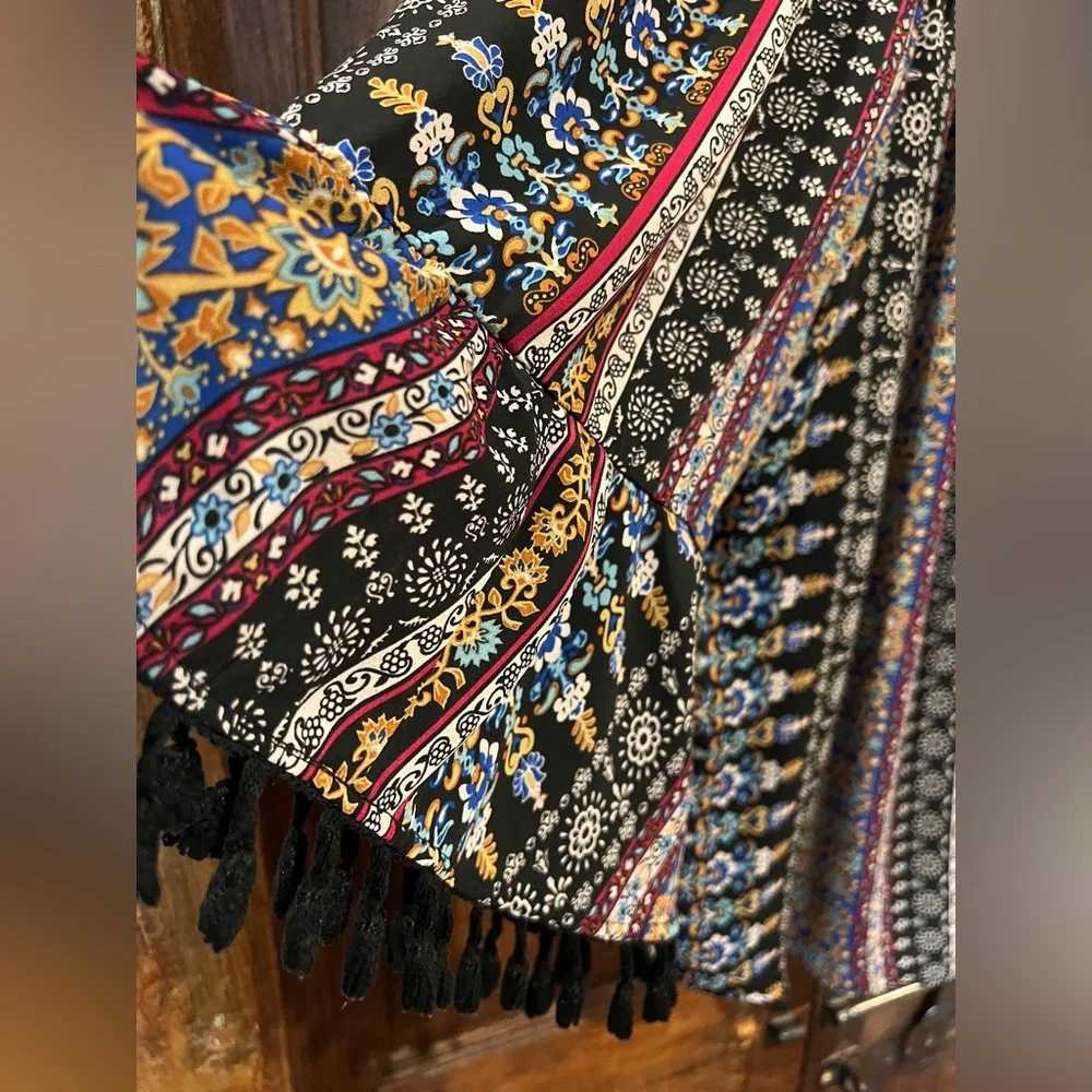 Westport Bohemian Multicolor Off-Shoulder Top long sleeve/ Size 3X - Picture 4 of 13